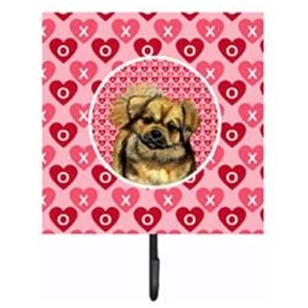 Jensendistributionservices 4.25 x 7 in. Tibetan Spaniel Valentines Love and Hearts Leash Or Key Holder MI1712392